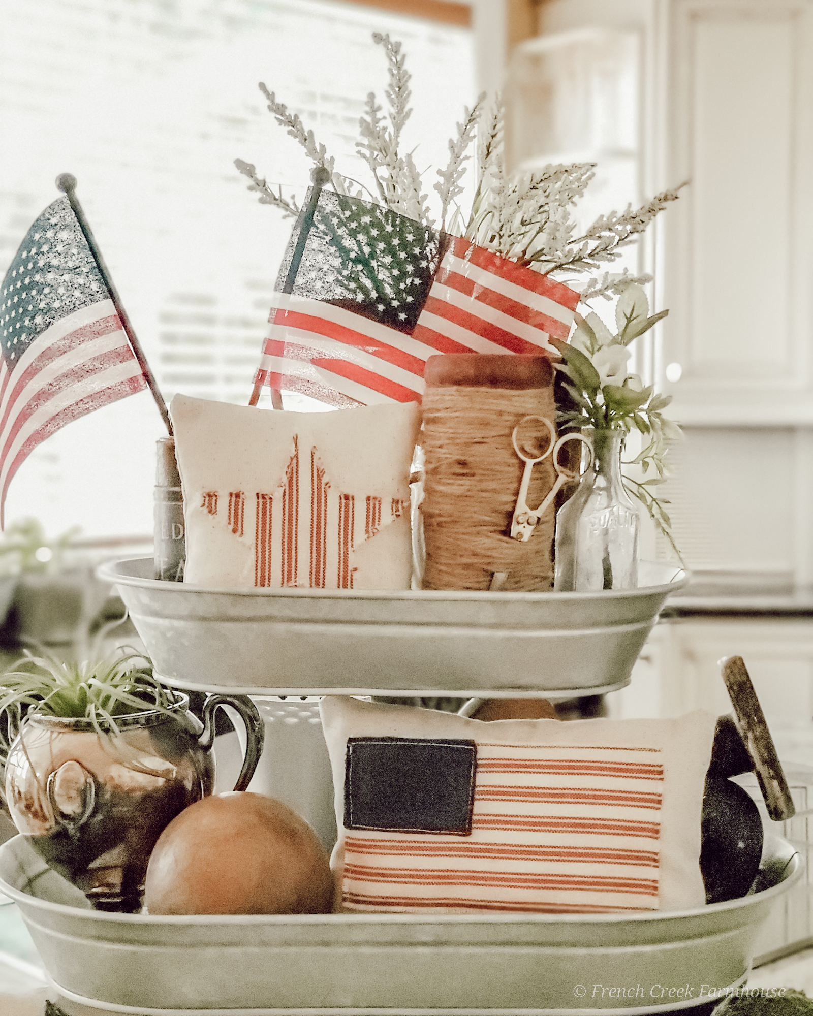 Patriotic vintage decor and American flags