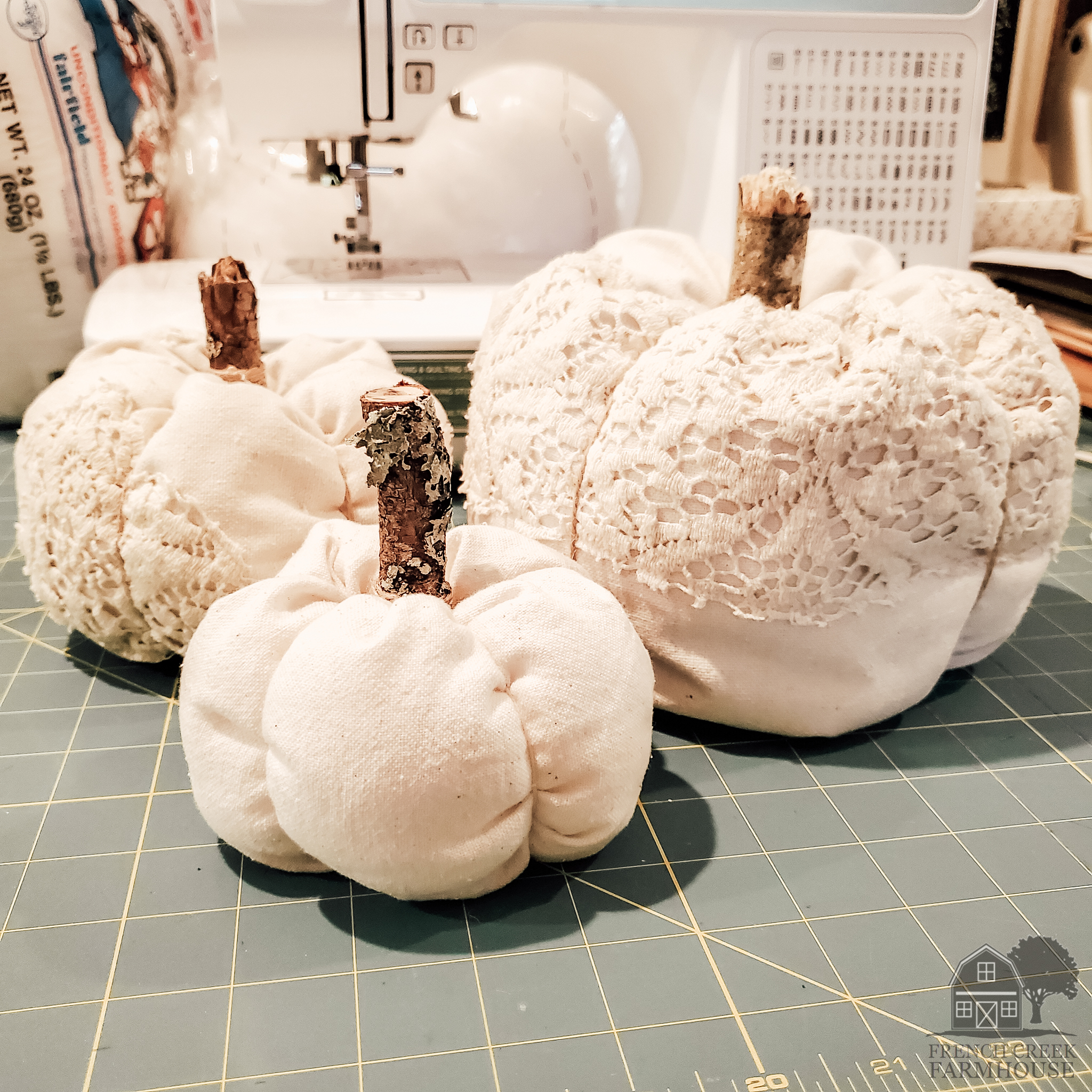 Fabric pumpkins can easily be made in any size