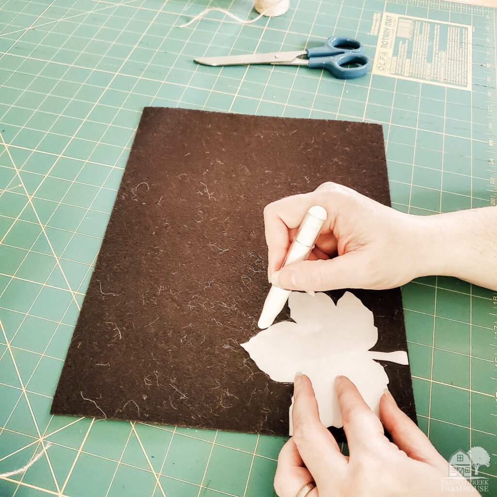 Tracing maple leaf pattern onto fabric